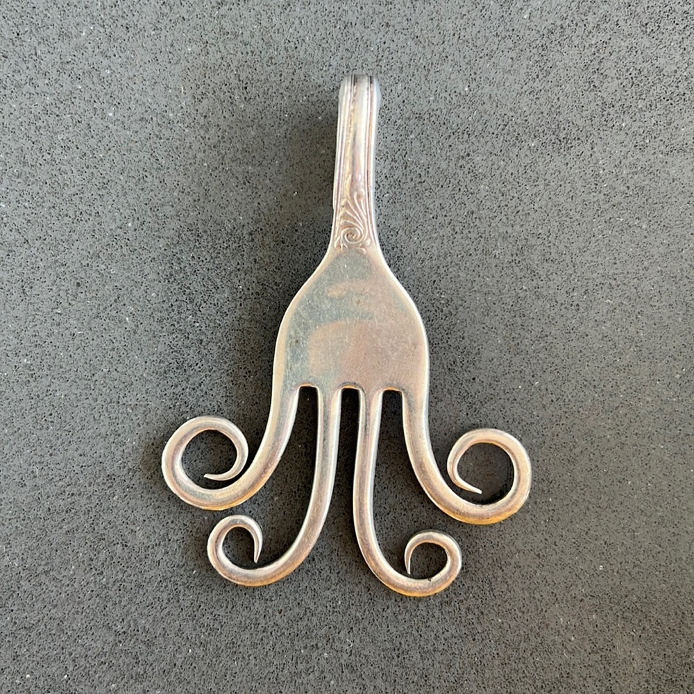 Stirring Silver fork necklace